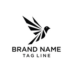 Dynamic bird logo. Stylized design with sharp lines, representing freedom and movement. Perfect for travel or creative brands. Vector icon.