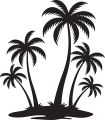 Fototapeta premium Black beach palm tree vector silhouette
