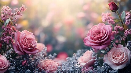 Floral frame wildflowers romantic roses high resolution hd image