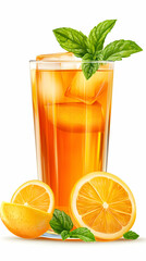 Fototapeta premium Refreshing Iced Tea with Lemon and Mint on a White Background