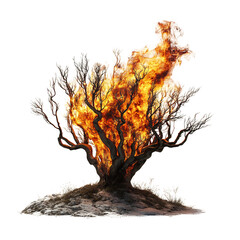 Burning Bush Isolated on Transparent Background
