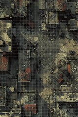 post apocalyptic landscape battlemap for rpg game dystopian scenery wasteland ruins desolate environment survival adventure barren terrain eerie atmosphere forgotten civilization rugged terrain