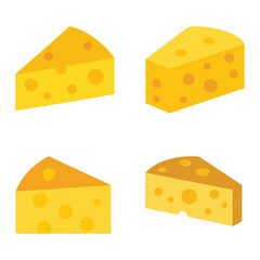 Slice of Swiss cheese isolated on white background