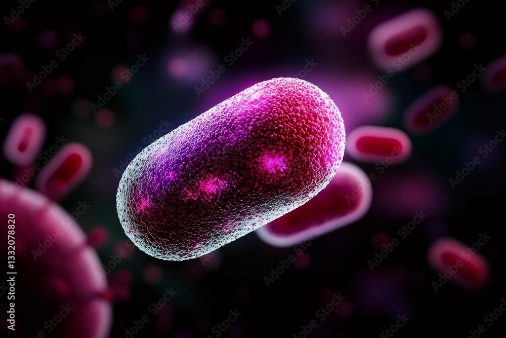 Poster microscopic view of bacteria multiplying and spreading infection
