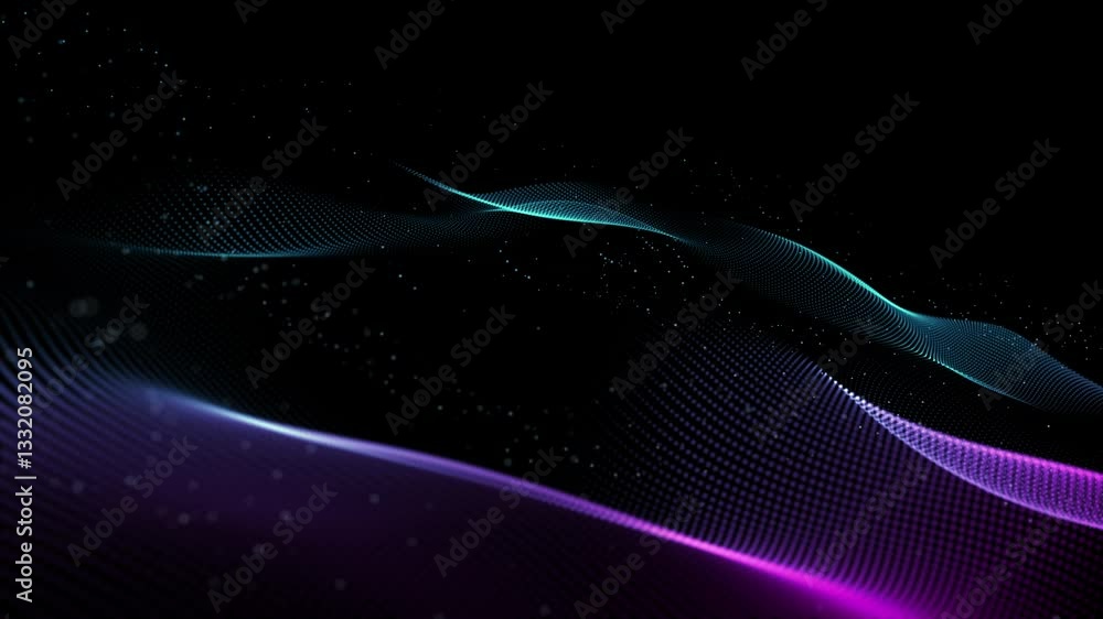Poster blue smooth futuristic abstract waving shape evolving in a seamless loop. elegant abstract technolog