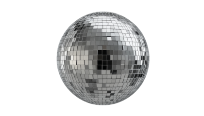Shiny Disco Ball with Mirror Tiles Reflecting Light in Studio Setting