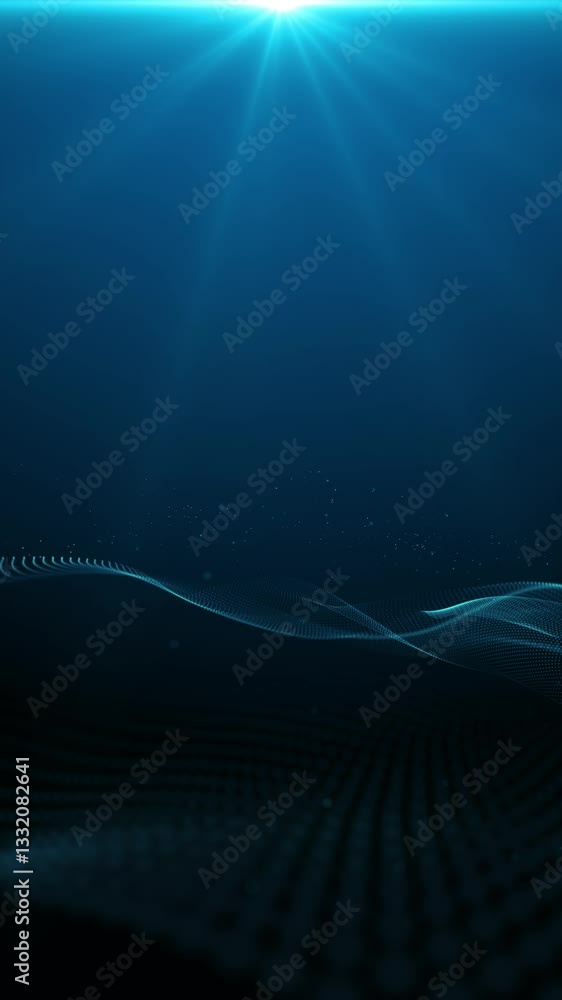Poster blue smooth futuristic abstract waving shape evolving in a seamless loop. elegant abstract technolog