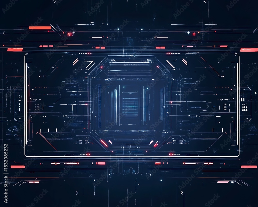 Poster head up screens for video and games. abstract tech background. cyberpunk sky-fi illustration. futuri