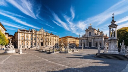 A picturesque square featuring stunning baroque architecture.