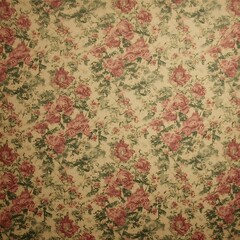 A seamless repeated pattern of red and green floral designs