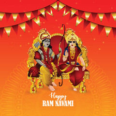 Indian hindu festival happy rama navami celebration background