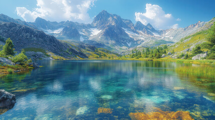 Fototapeta premium Serene Mountain Lake Reflection