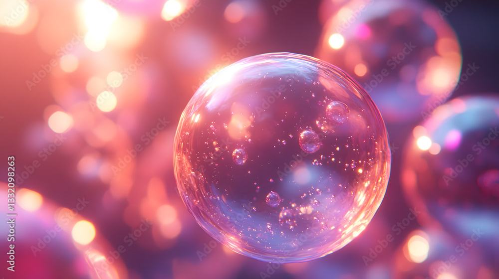 Poster abstract bubbles of light: a mesmerizing collection of translucent orbs and bubbles bathed in soft, 