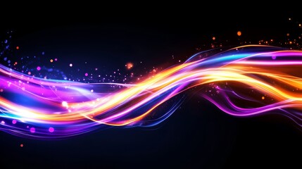 Obraz premium Purple Orange Energy Flow Abstract Background - Dynamic energy, vibrant colors, abstract flow, glowing lines, cosmic stream. Symbolizing power, motion, innovation, technology, and creativity