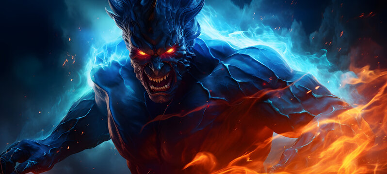 a flaming devil, ai generative