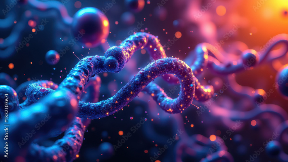 Aufkleber stunning digital art rendering of a molecular structure with vivid colors and intricate patterns, ev