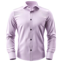 Fototapeta premium Lilac men's dress shirt with long sleeves and buttoned front, stylish formal and business casual attire, clipart on transparent background