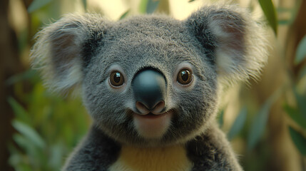 Obraz premium Cuteness Overload: A charming koala bears its adorable face, capturing its iconic features, a symbol of Australian wildlife