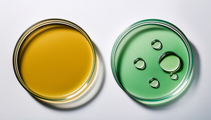 Minimalist Botanical Science: Delicate White Flowers in a Petri Dish with Clear Liquid - Clean, Aesthetic Laboratory Still Life