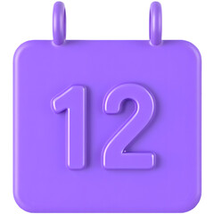 Obraz premium A purple calendar icon displaying the number 12 prominently.