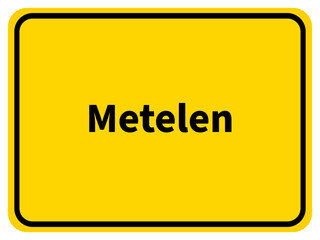 Illustration eines Stadteingangsschildes von Metelen, einer Gemeinde des Kreises Steinfurt