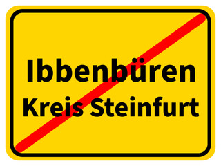 Illustration eines Stadtausgangsschildes von Ibbenbüren, einer Gemeinde des Kreises Steinfurt