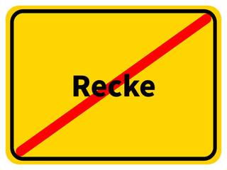 Illustration eines Stadtausgangsschildes von Recke, einer Gemeinde des Kreises Steinfurt