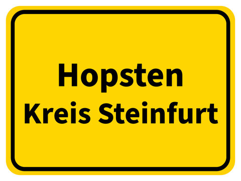 Illustration eines Stadteingangsschildes von Hopsten, einer Gemeinde des Kreises Steinfurt