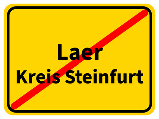 Illustration eines Stadtausgangsschildes von Laer, einer Gemeinde des Kreises Steinfurt