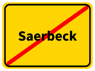 Illustration eines Stadtausgangsschildes von Saerbeck, einer Gemeinde des Kreises Steinfurt