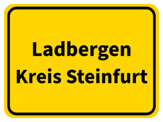 Illustration eines Stadteingangsschildes von Ladbergen, einer Gemeinde des Kreises Steinfurt