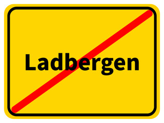 Illustration eines Stadtausgangsschildes von Ladbergen, einer Gemeinde des Kreises Steinfurt