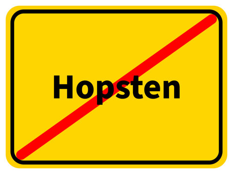 Illustration eines Stadtausgangsschildes von Hopsten, einer Gemeinde des Kreises Steinfurt