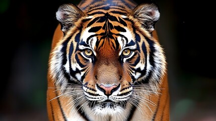 Fototapeta premium A close up portrait of a majestic striped tiger face