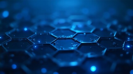 Cybernetic Hive: An abstract digital landscape of interconnected hexagons illuminated with a cool blue glow.