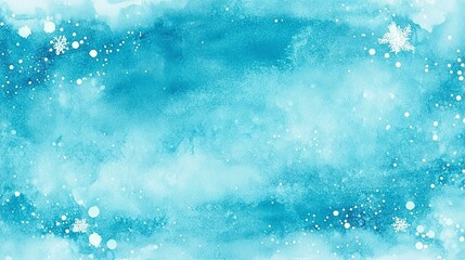 Light blue cyan agua white abstract watercolor water. Art background. Sky cloud snow snowflake star winter frost ice blizzard storm. Christmas Xmas New Year December.