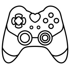Stylized Line Art of a Heart-Themed Game Controller