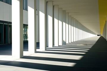 Architectural Symphony of Columns and Shadows Creating a Striking Visual Pathway