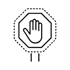 Obraz premium Outline of hand stop sign icon in octagonal shape for cautionary illustrations