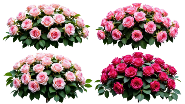 Vibrant Collection of Blooming Rose Clusters Isolated on Transparent Background for Floral Design and Decoration Use