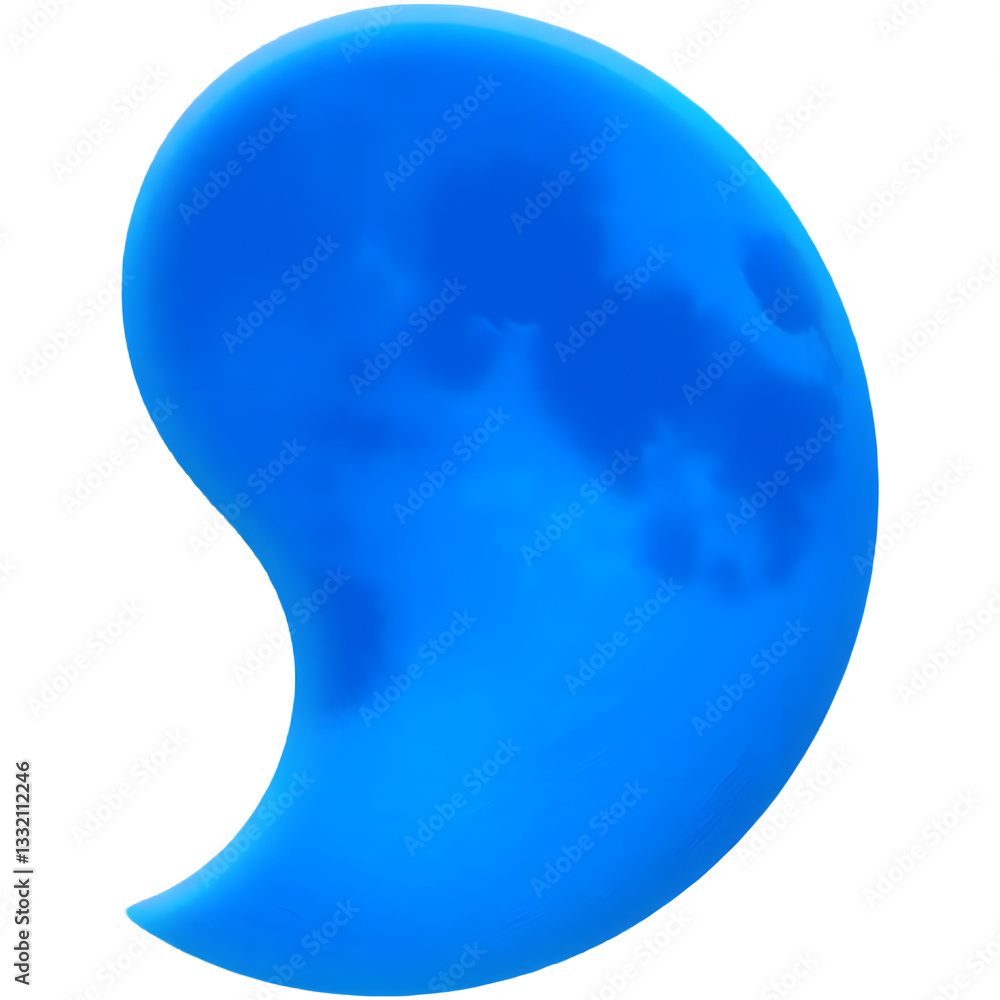Poster a smooth, blue crescent shape resembling a stylized moon, featuring subtle variations in color for d