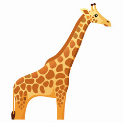 Naklejka premium A Gentle Giraffe Gracefully Stands Against A Pristine Isolated on Transparent Background Showcasing Its Unique, Warm-toned Spotted Coat