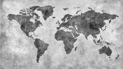 A Monochrome World Map with Textured Background