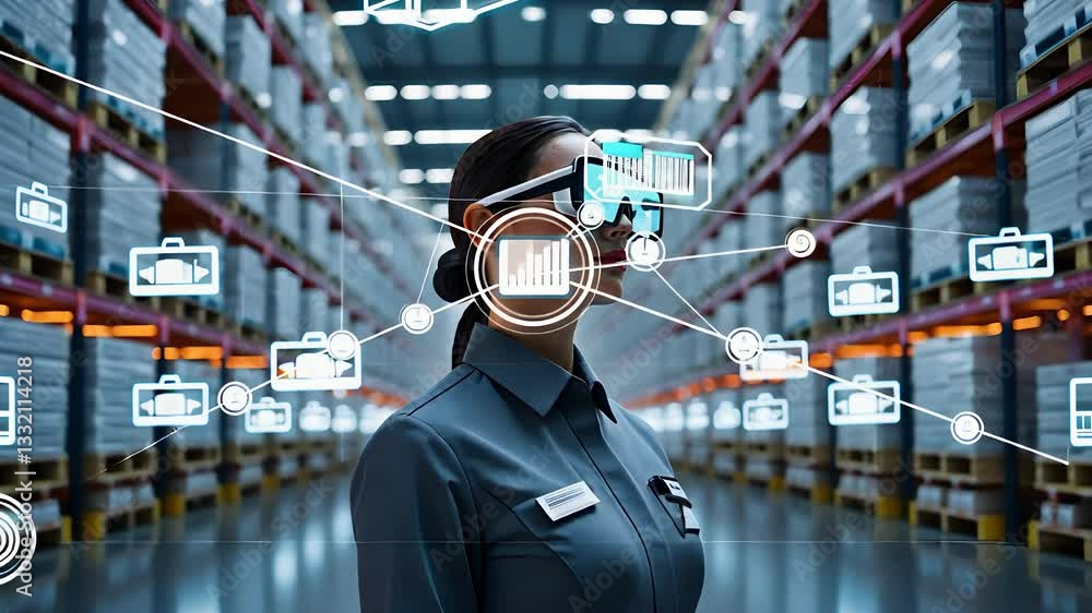 Poster warehouse manager using augmented reality smart glasses for inventory management in a high-tech logi