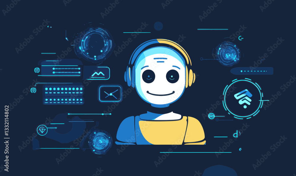 Poster futuristic ai chatbot interface concept with modern technology elements
