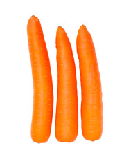 Fresh carrots isolated on white background.