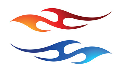 Fire flames racing car decal vector art graphic. Burning tire and flame sports car body side vinyl decal. Side speed decoration for cars, auto, truck, boat, suv, motorcycle.