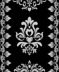 Seamless damask pattern wallpaper Baroque style. Elegant vector background. Grey floral ornament. Graphic pattern for fabric,carpet,wallpaper,packaging. Ornate Damask flower ornament.
