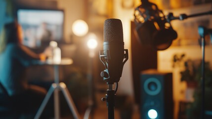 Testing microphone and lighting for livestreaming.