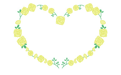 黄色い薔薇のハートのフレーム　父の日のフレーム